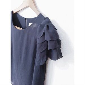 Olive & Oak semi sheer ruffled sleeve top nwot
